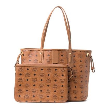 MCM Visetos Medium Project Reversible Shopper Tote Cognac 1 of 4
