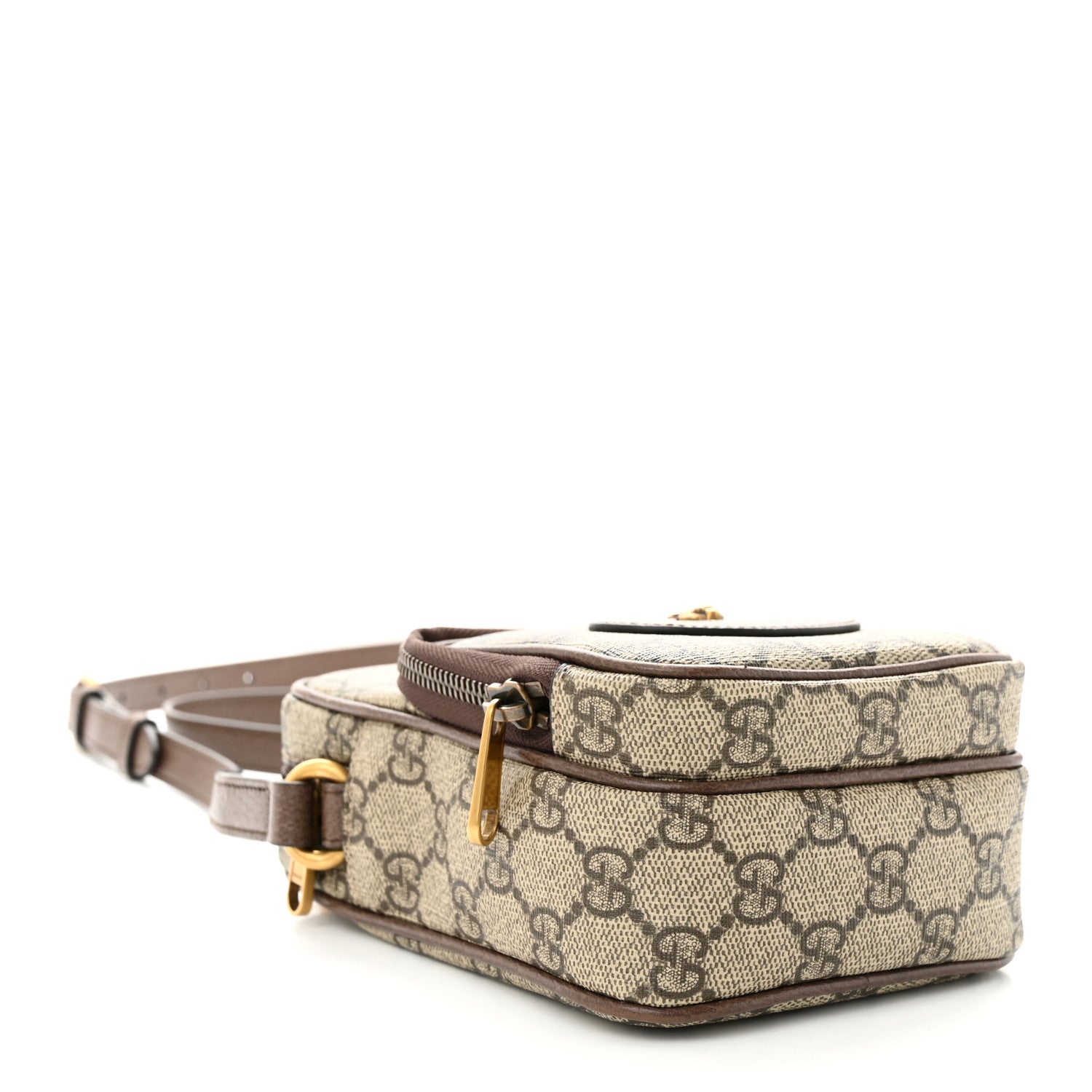 Gucci GG Supreme Monogram Mini Neo Vintage Double Zip Messenger Bag Beige New Acero Crop 4 of 10