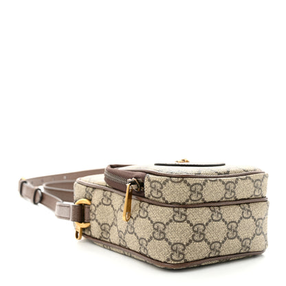 Gucci GG Supreme Monogram Mini Neo Vintage Double Zip Messenger Bag Beige New Acero Crop 4 of 10