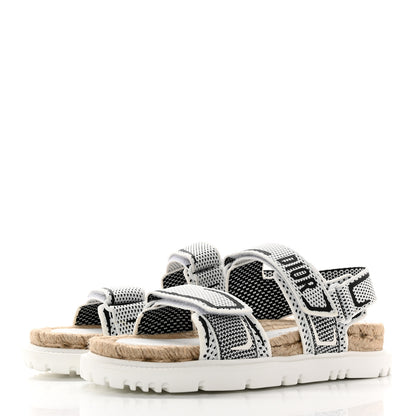 Christian Dior Technical Knit Jute Dioract 10mm Sandals 36 White Black 3 of 11