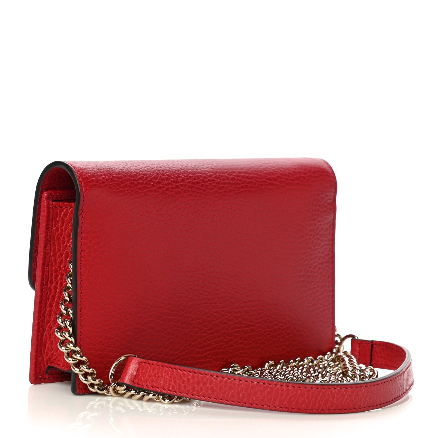 Dollar Calfskin Interlocking G Chain Wallet Red