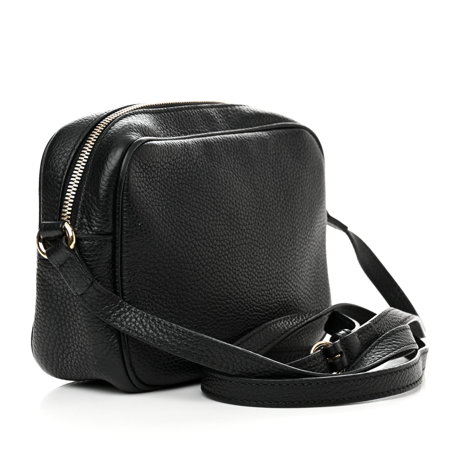 Pebbled Calfskin Small Soho Disco Bag Black