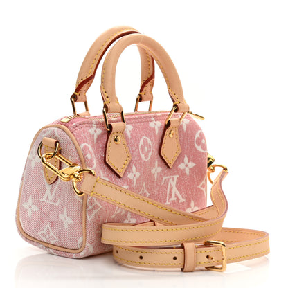 Louis Vuitton Monogram Jacquard Denim Nano Speedy Bandouliere Pink 3 of 10
