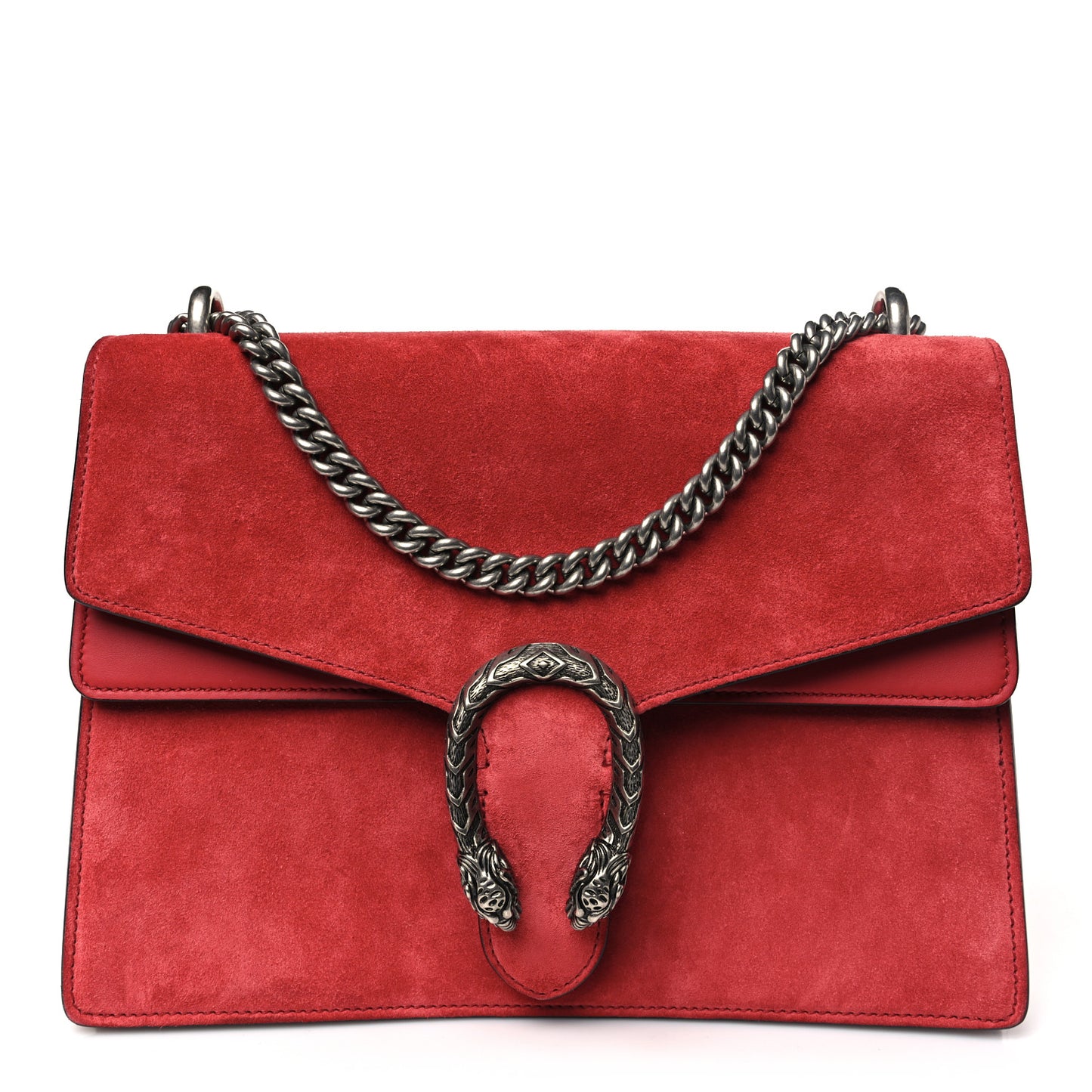 Suede Vitello Velvet Medium Dionysus Shoulder Bag Vulcanic Red