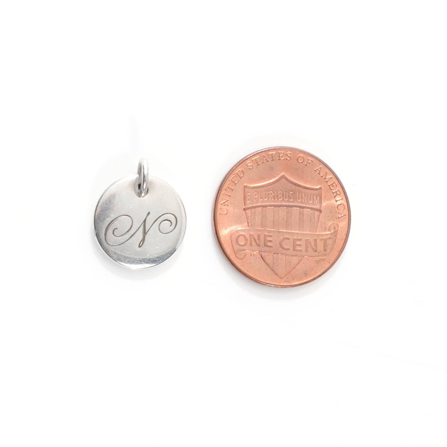Sterling Silver Initial N Disc