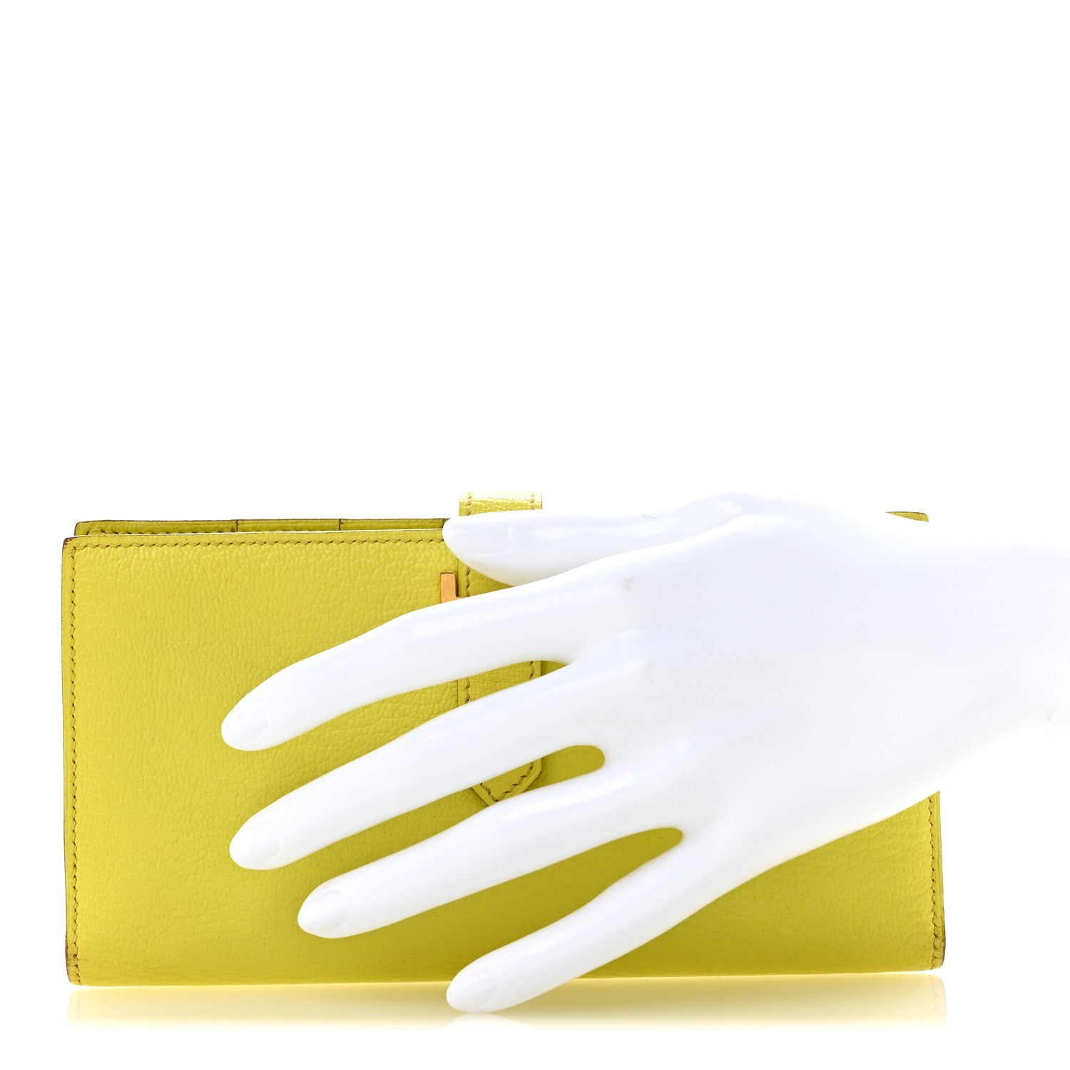 Hermes Chevre Mysore Bearn Gusset Wallet Lime 2 of 12