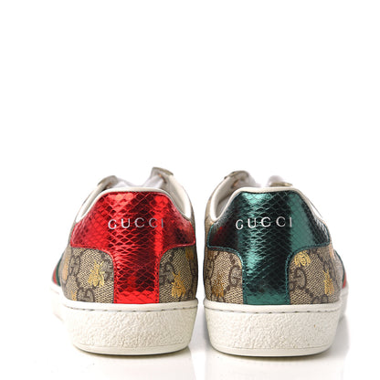 Gucci GG Supreme Monogram Bees Ayers Web Womens Ace Sneakers 37 Beige Oro Green Red 8 of 10