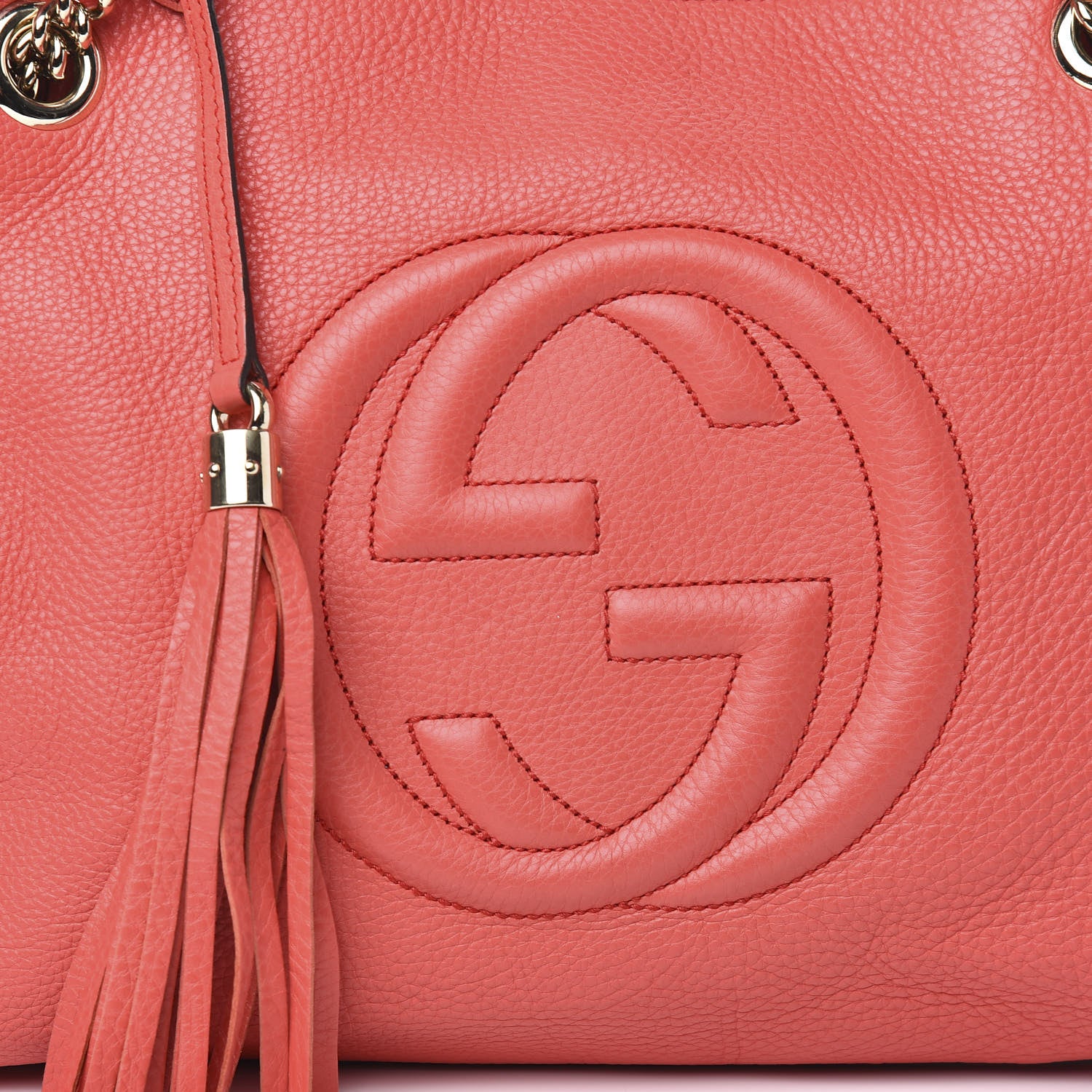Gucci Pebbled Calfskin Medium Soho Chain Shoulder Bag Begonia Pink 10 of 10