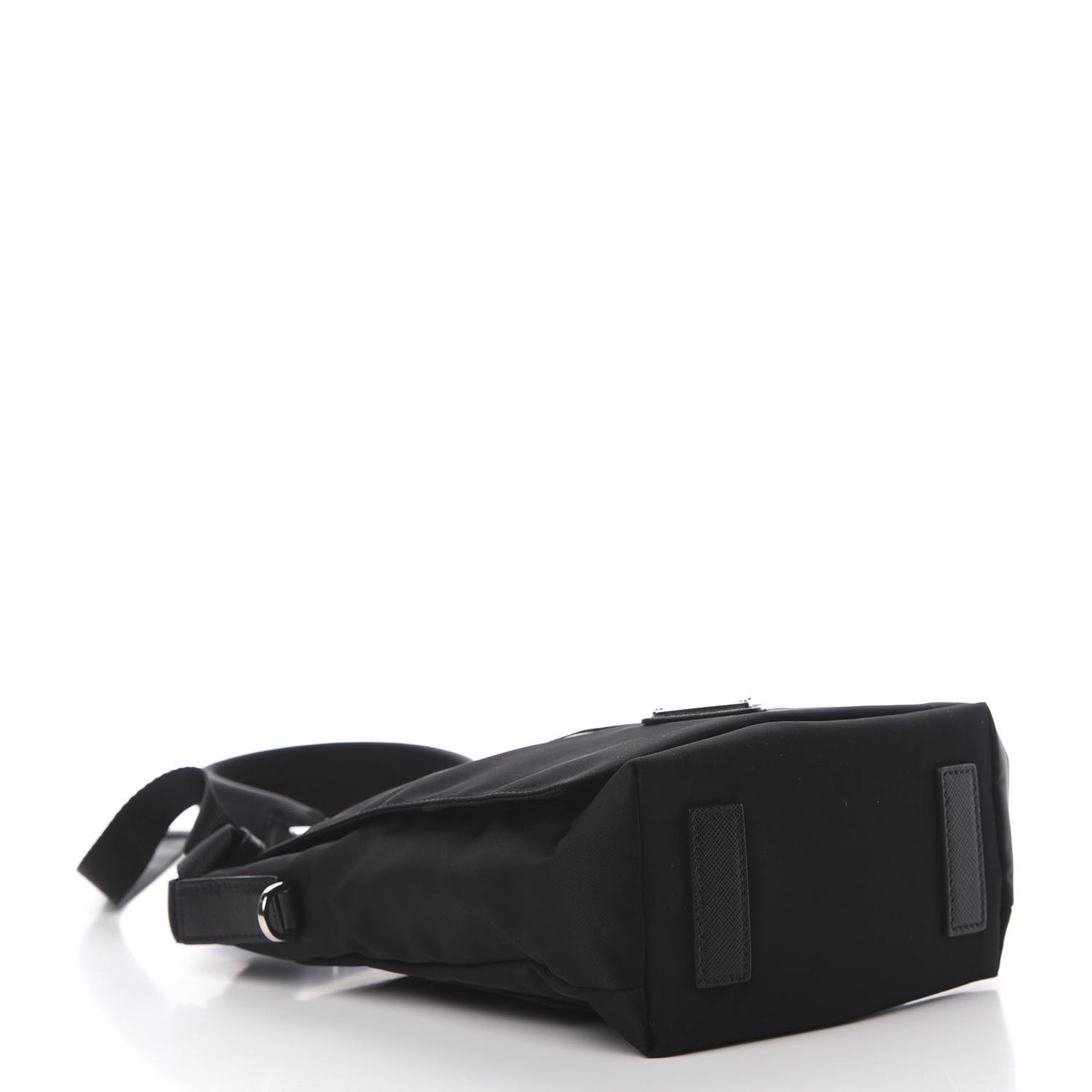 Tessuto Nylon Saffiano Racing Logo Flat Messenger Bag Black