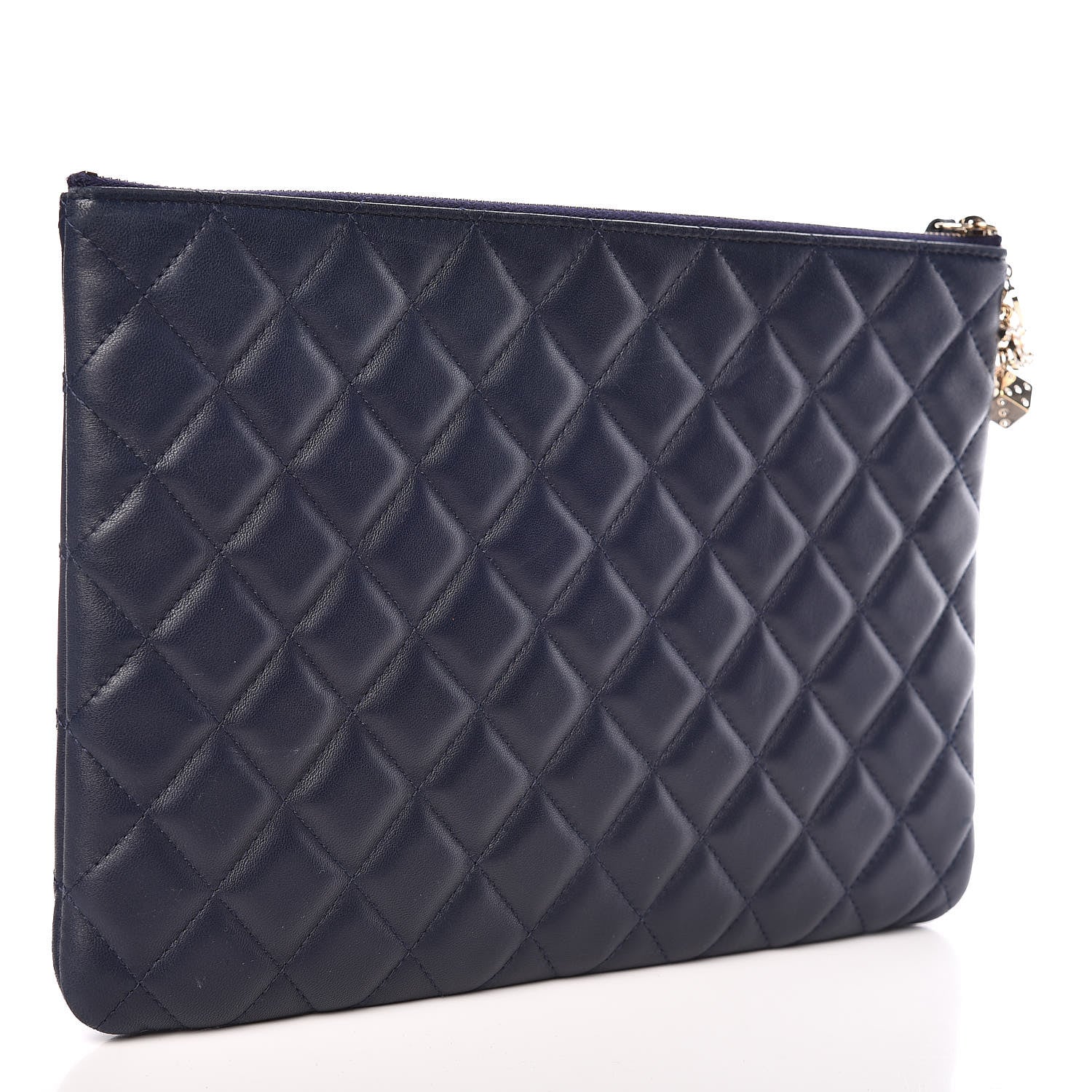 Chanel Lambskin Quilted Medium Casino Beauty CC Cosmetic Case Navy 3 of 8