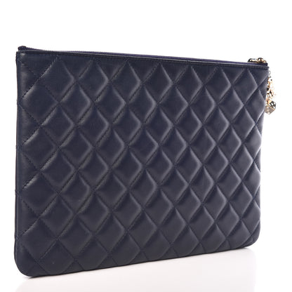 Chanel Lambskin Quilted Medium Casino Beauty CC Cosmetic Case Navy 3 of 8