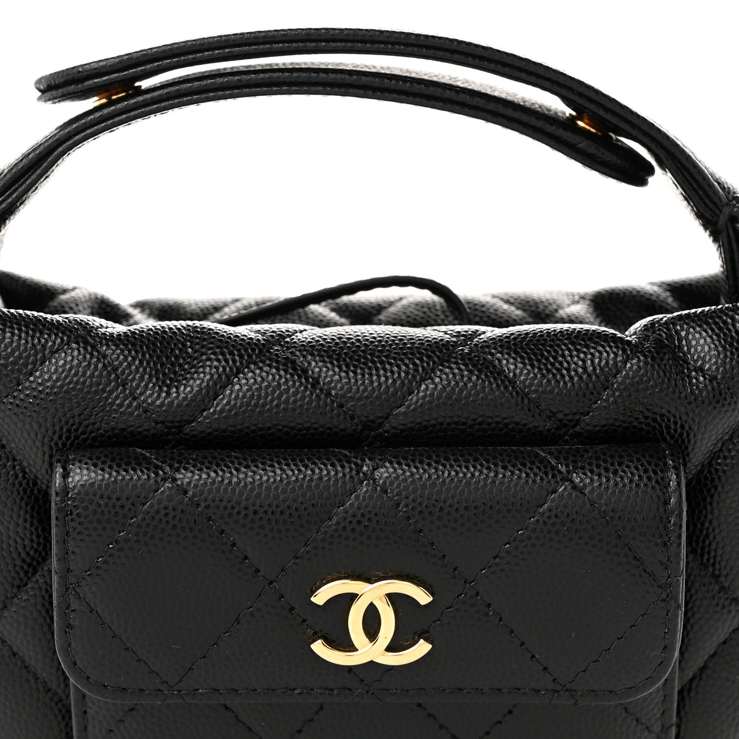 Caviar Quilted Polly Pocket Pouch Hobo Black