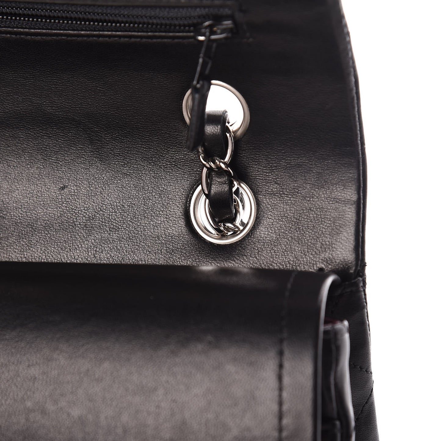 Lambskin Quilted Medium Double Flap Black