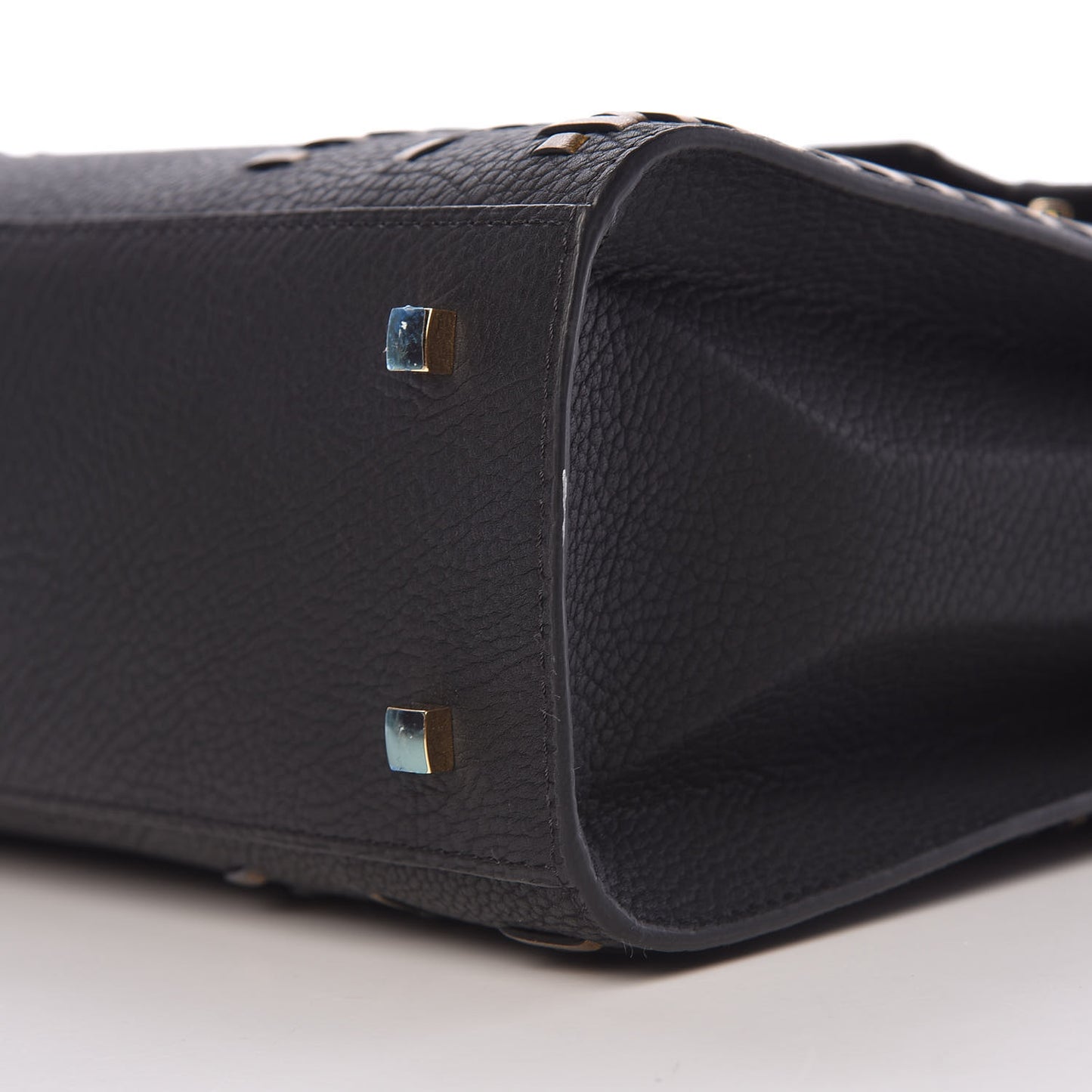 Crispy Calfskin Tribal Stitch MM Tempete Satchel Black Bronze
