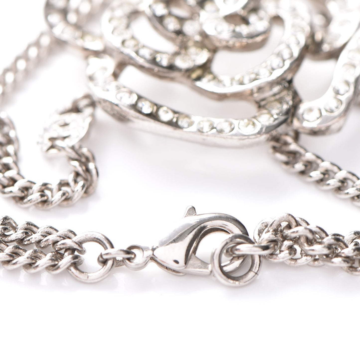 Swarovski Crystal Chain Camellia CC Bracelet Silver