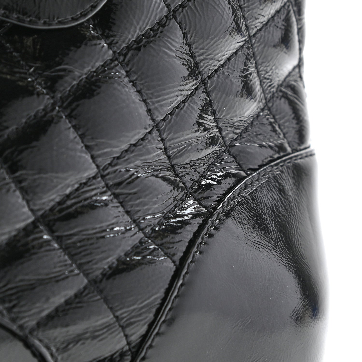 Chanel Shiny Calfskin Quilted Lace Up Combat Boots 39 Black 11 of 12