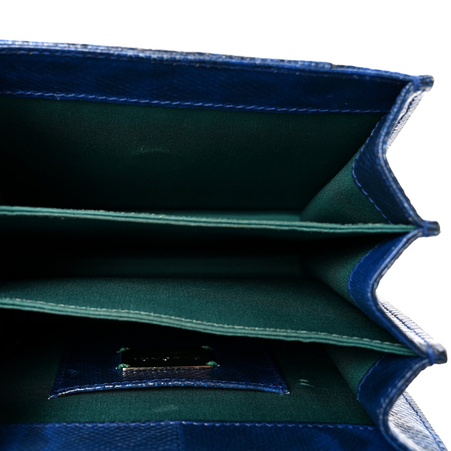 Shiny Karung Serpenti Forever Top Handle Dark Blue