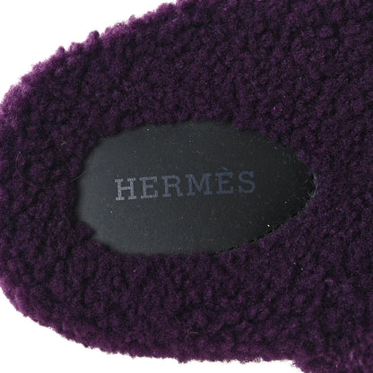 Hermes Woolskin Womens Chypre Sandals 38 Violet Fonce 7 of 8