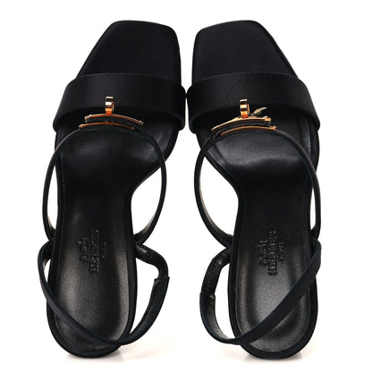 Hermes Satin Glamour 95 Sandals 36.5 Black 2 of 9