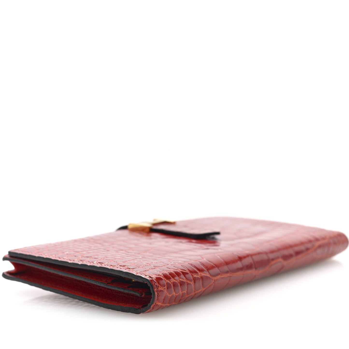 Shiny Alligator Bearn Gusset Wallet Geranium