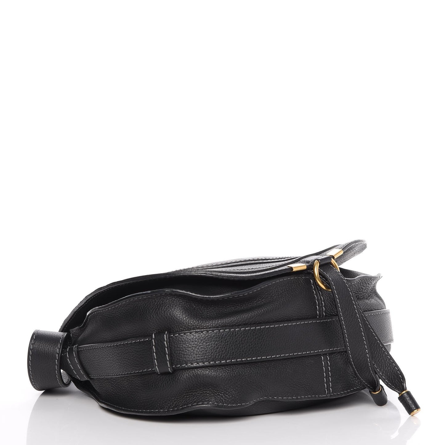 Calfskin Medium Marcie Round Crossbody Bag Black