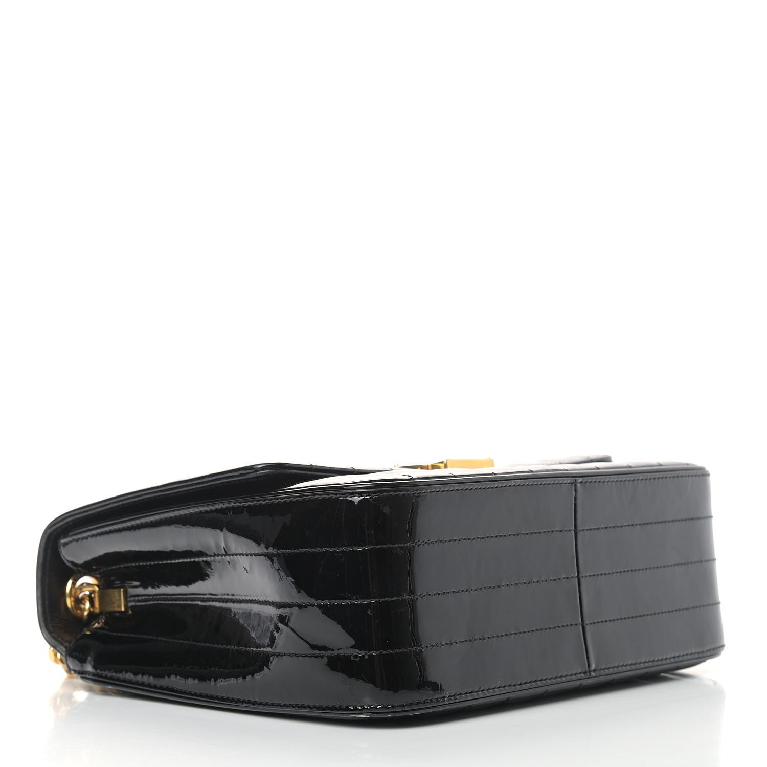 Saint Laurent Patent Matelasse Monogram Large Vicky Chain Bag Black 4 of 15