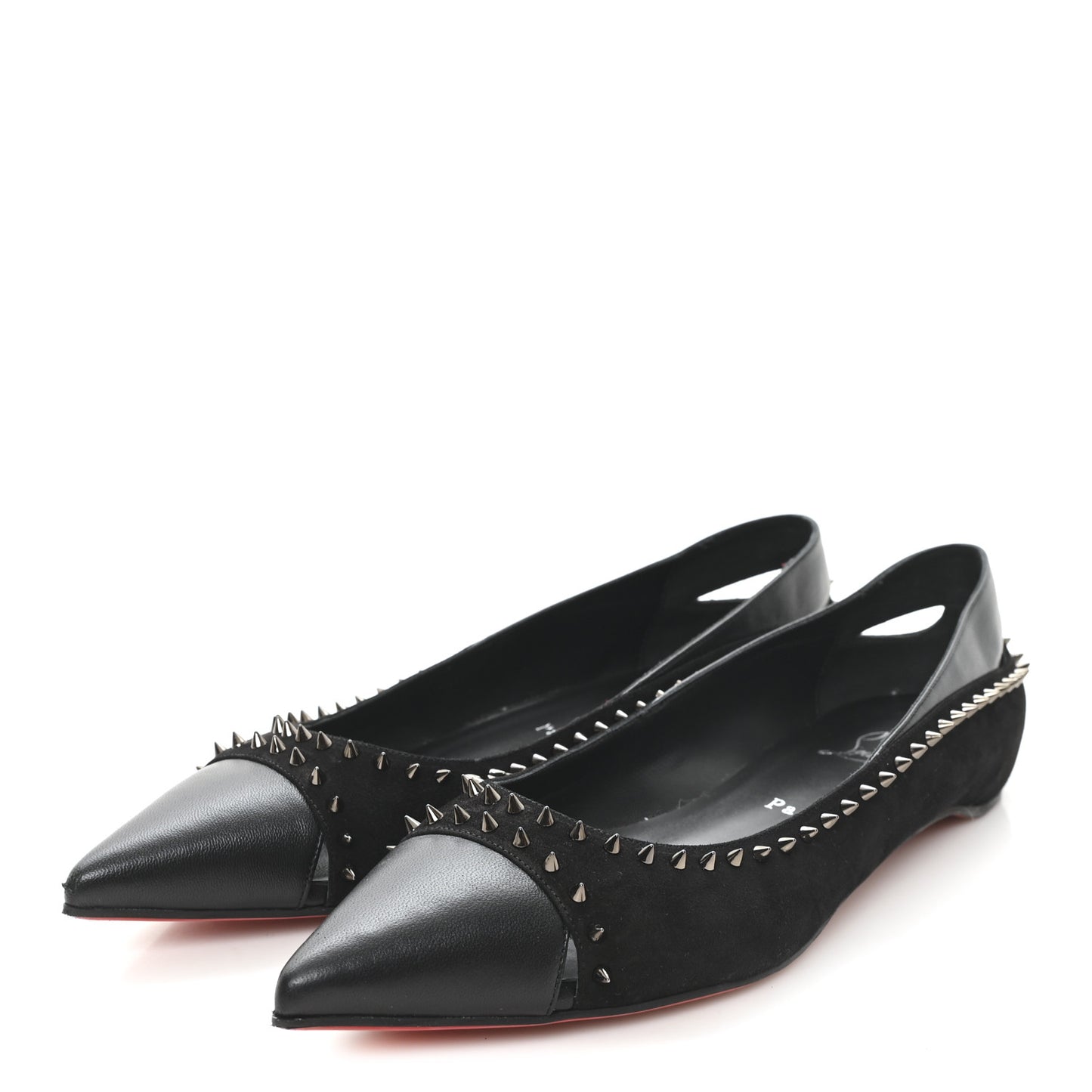 Nappa Suede Spikes Duvettina Ballerina Flats 38 Black