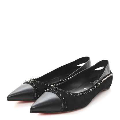Christian Louboutin Nappa Suede Spikes Duvettina Ballerina Flats 38 Black 4 of 9