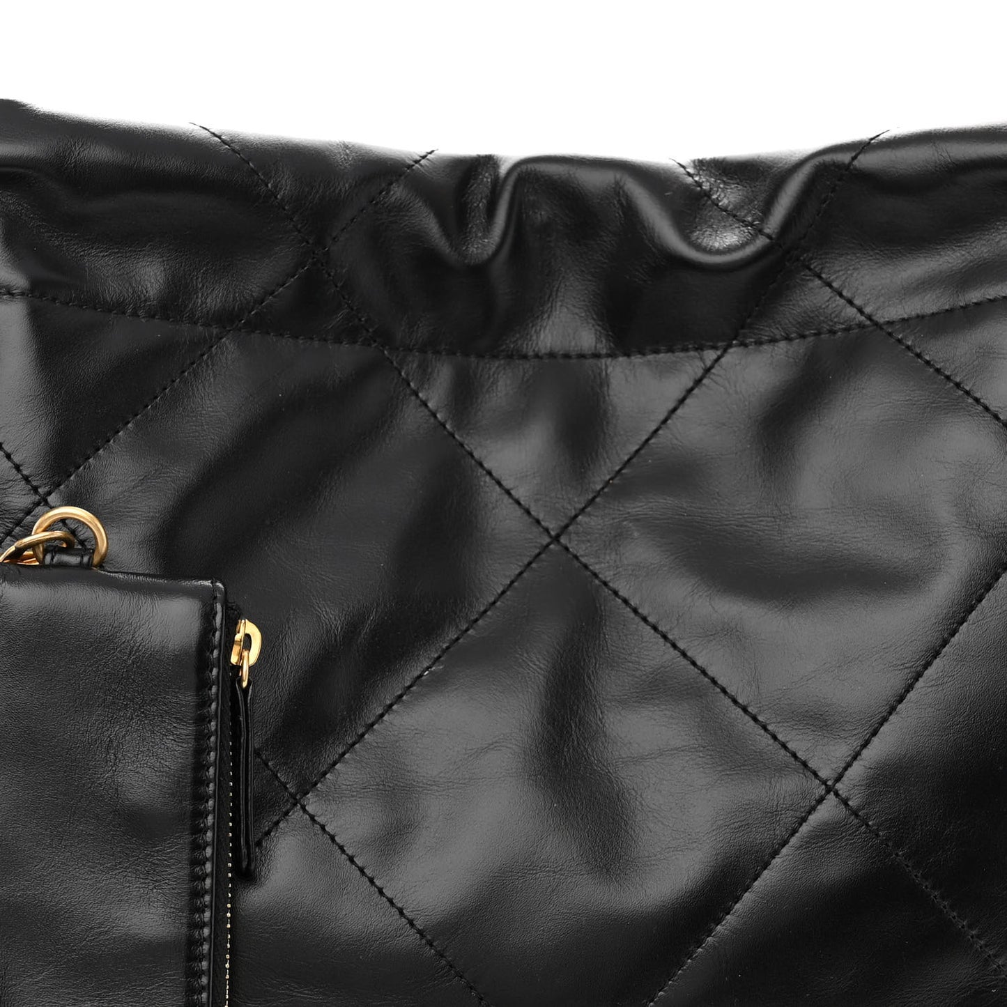 Shiny Calfskin Quilted Small Chanel 22 Black