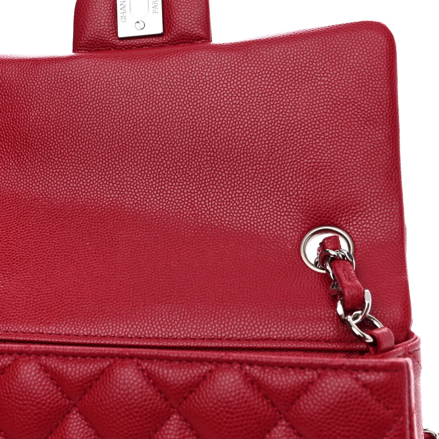 Caviar Quilted Mini Rectangular Flap Red