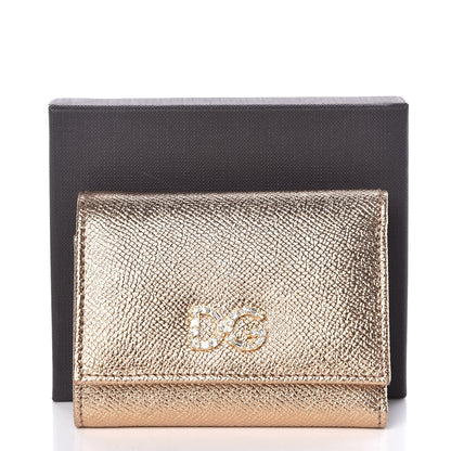 Dolce & Gabbana Laminato Dauphine French Flap Wallet Oro Antico 7 of 7