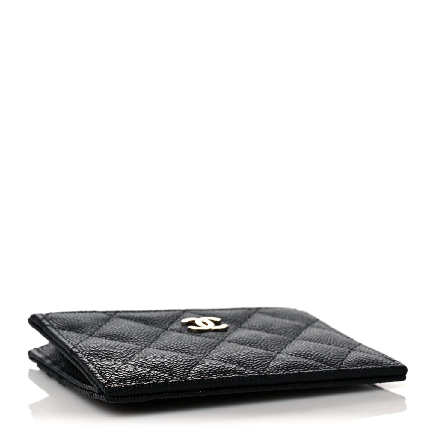 Caviar Quilted CC Zip Card Holder Black