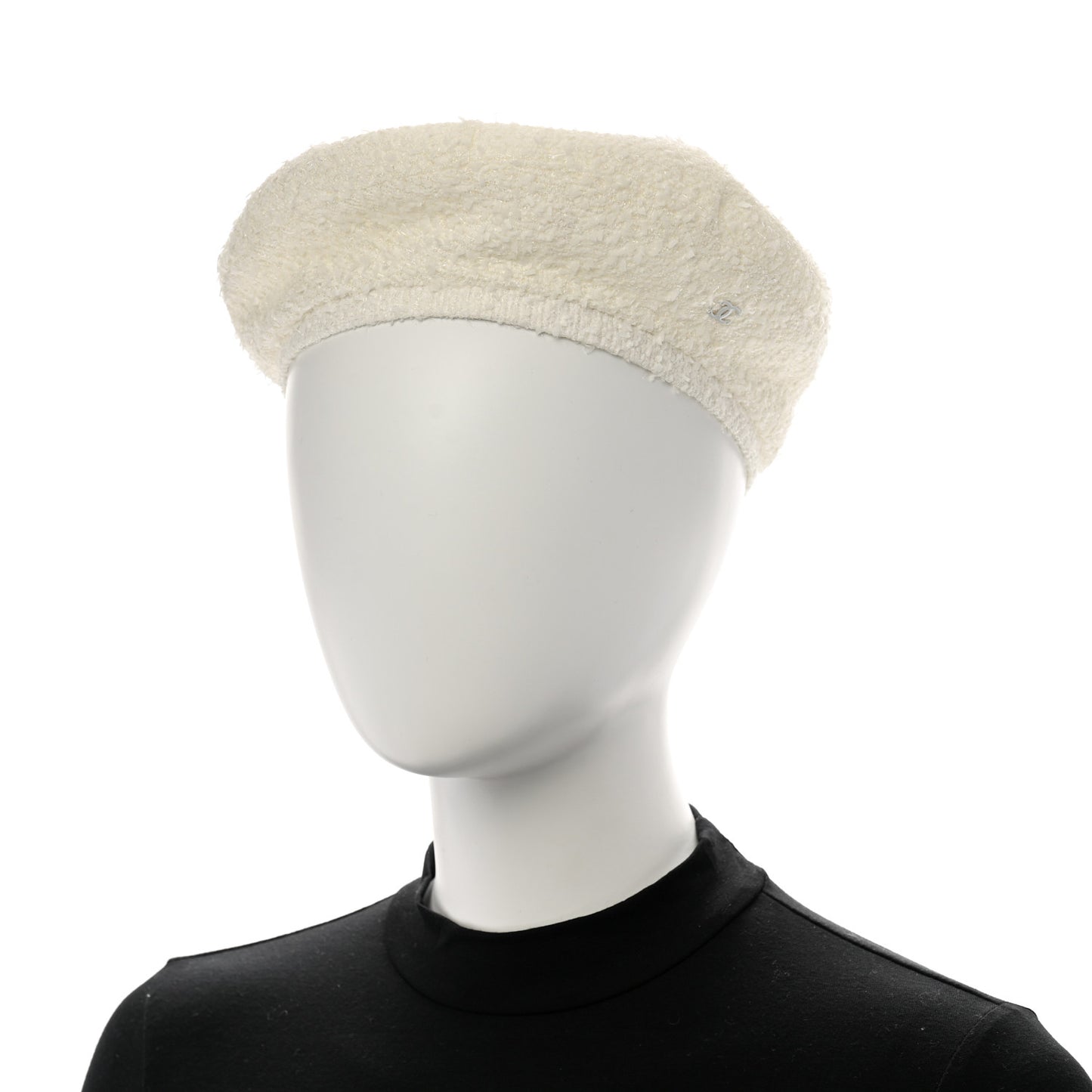 Metallic Tweed CC Beret M Ivory