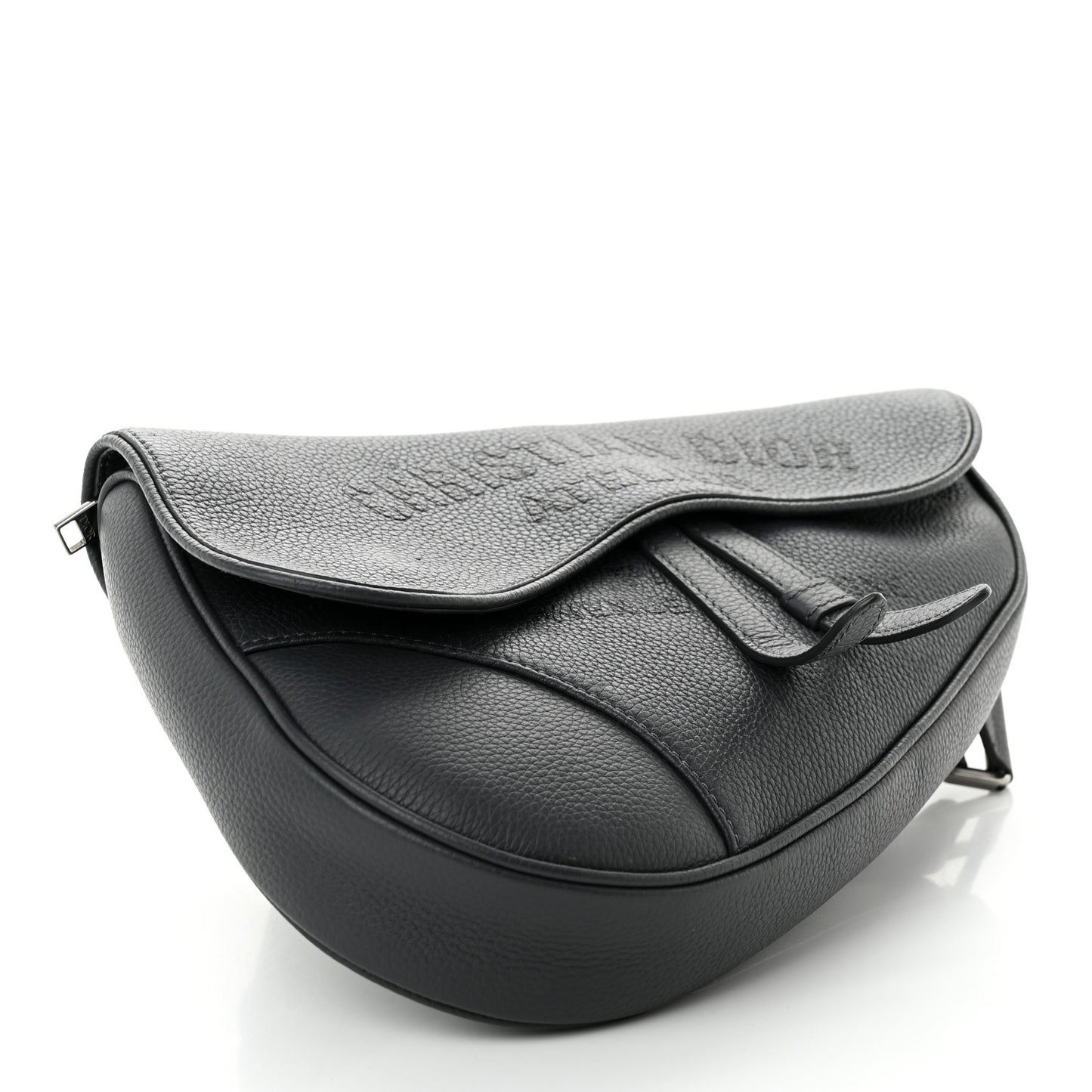 Calfskin Atelier Signature Print Mens Saddle Bag Grey