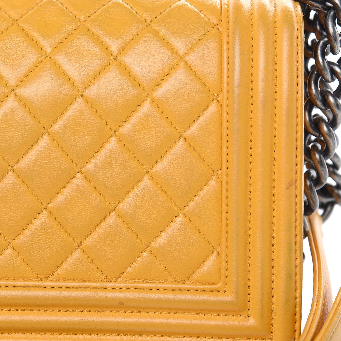 Lambskin Quilted Medium Boy Flap Yellow