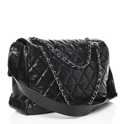 Chanel Glazed Caviar Quilted Stretch Spirit Messenger Bag Black 3 of 9