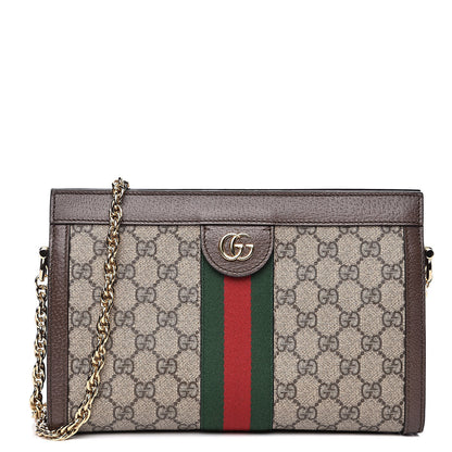 Gucci GG Supreme Monogram Web Small Ophidia Chain Shoulder Bag Brown 1 of 12
