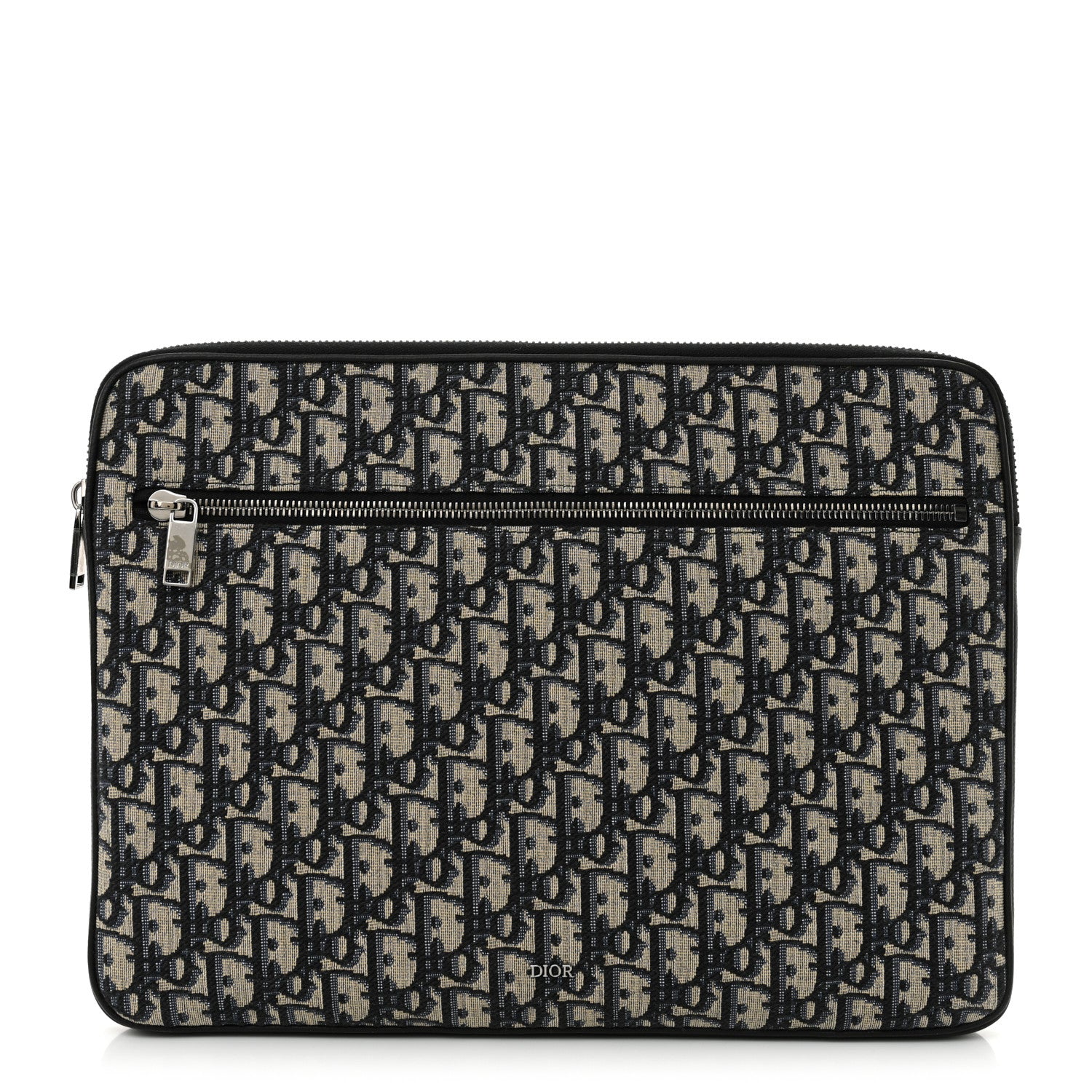 Christian Dior Oblique Grained Calfskin Laptop Case Blue Multicolor 1 of 11
