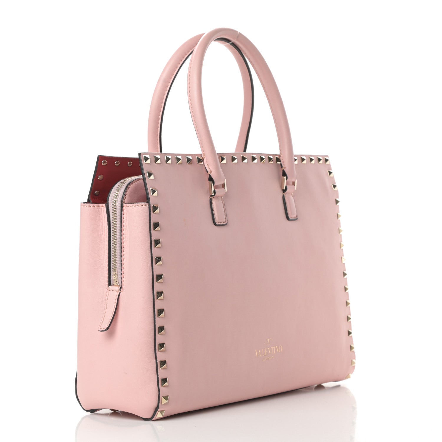 Valentino Garavani Vitello Small Rockstud Top Handle Tote Rose 3 of 14