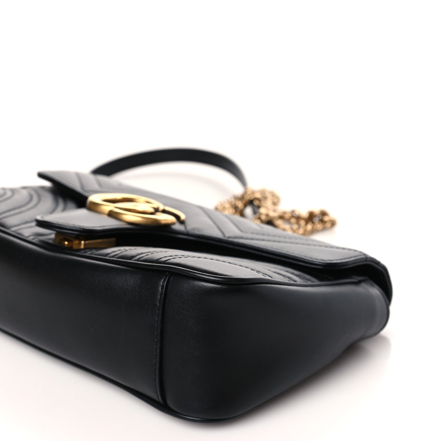 Gucci Calfskin Matelasse Small GG Marmont Shoulder Bag Black 9 of 9