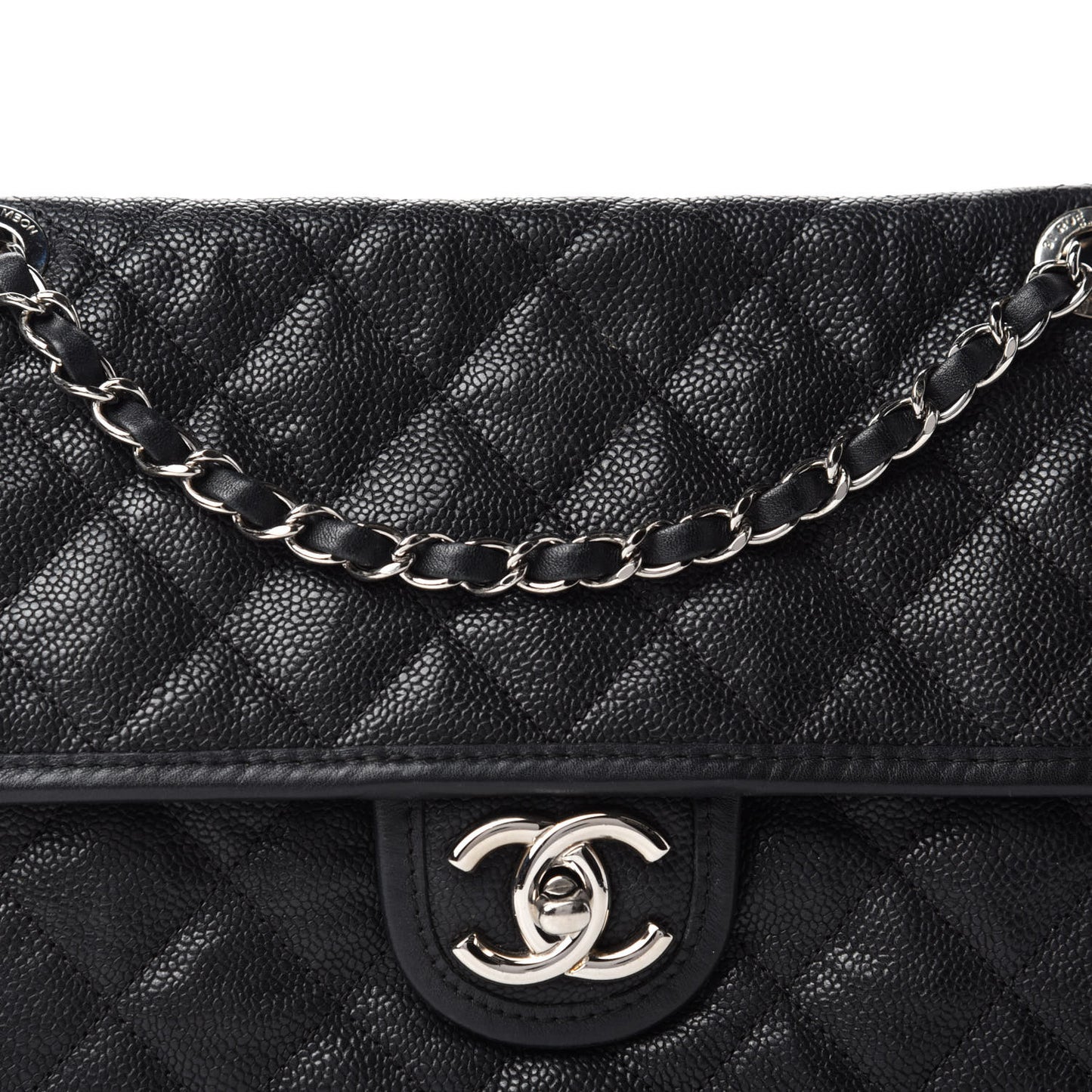Caviar Quilted Medium French Riviera Flap Black