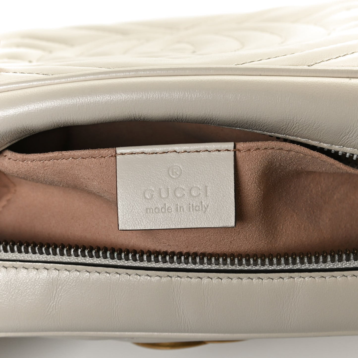 Calfskin Matelasse Small GG Marmont Chain Shoulder Bag White