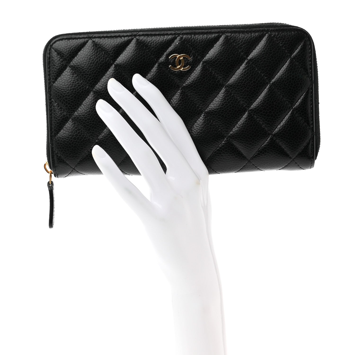 Chanel Caviar Quilted Large Gusset Zip Around Wallet Black 2 of 9