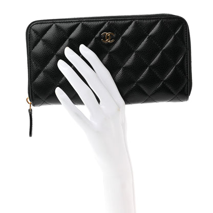 Chanel Caviar Quilted Large Gusset Zip Around Wallet Black 2 of 9