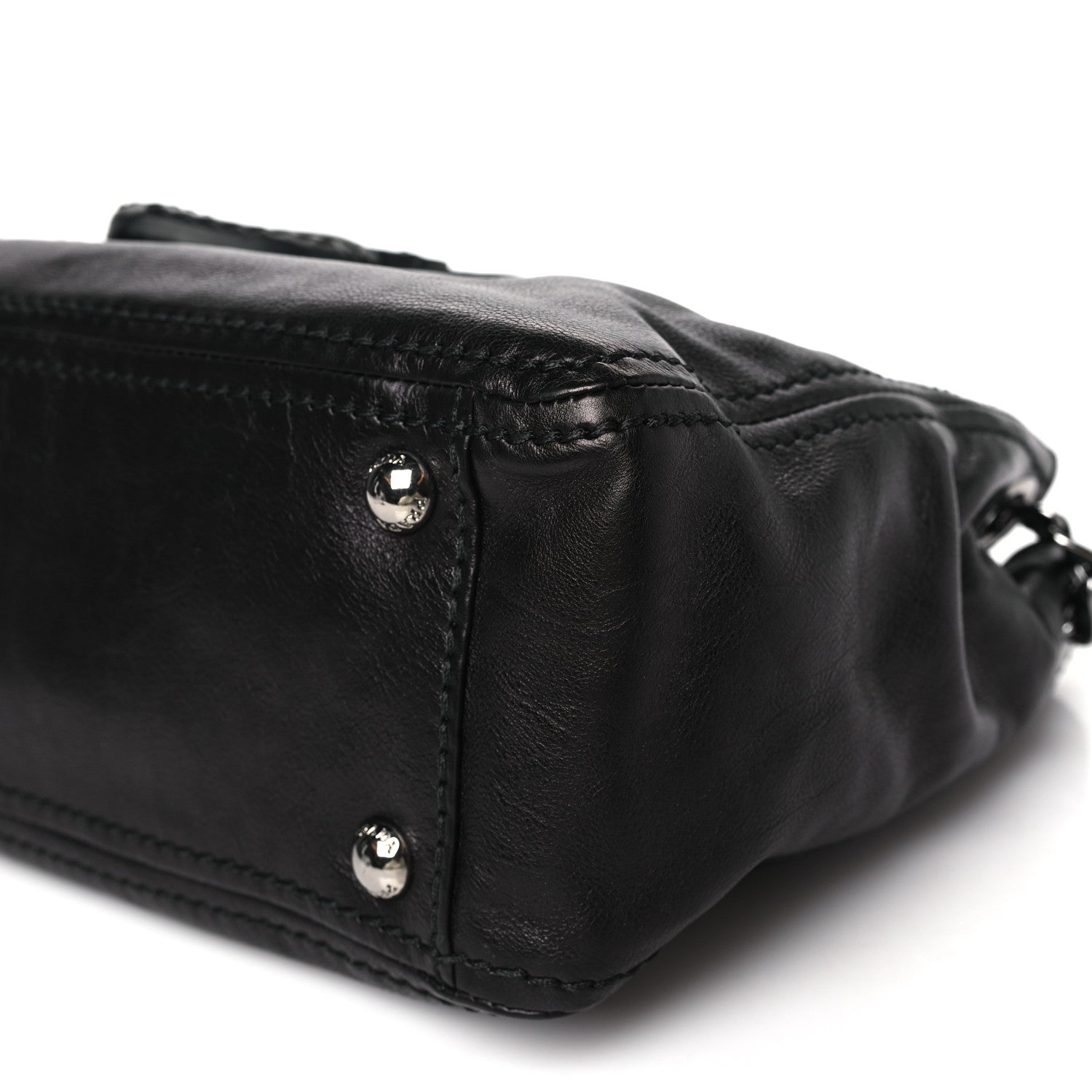 Prada Glace Calf Pushlock Chain Shoulder Bag Black 11 of 12