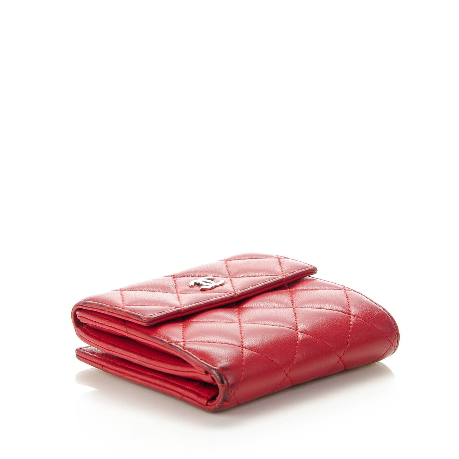 Chanel Lambskin Quilted French Flap Wallet Red 4 of 8