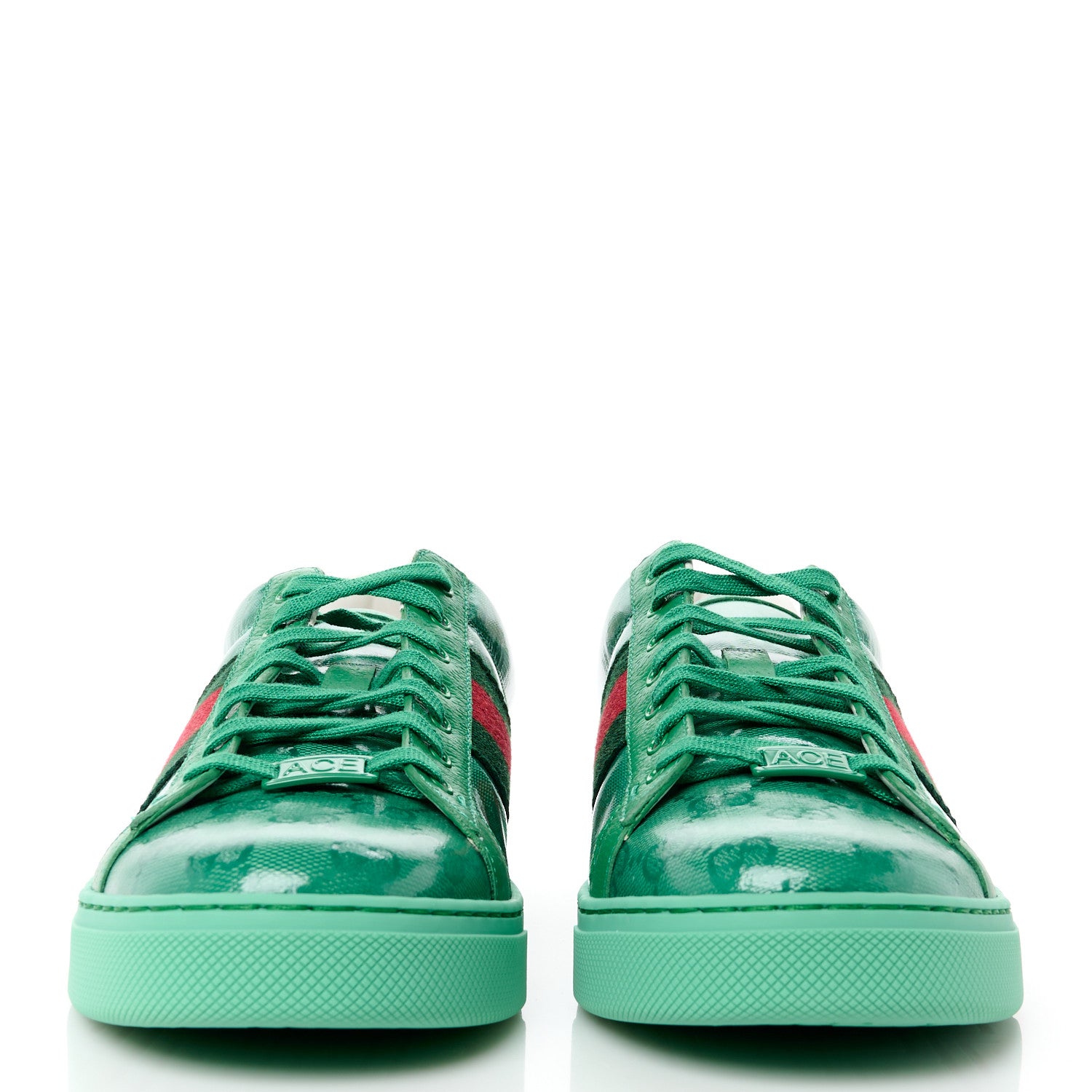 Gucci Calfskin GG Tennis Embossed Mens Ace Sneakers 9 New Shamarock 2 of 10