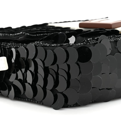 Fendi Satin Sequin Paillettes Elaphe Plexiglass Mini Baguette 1997 Black Avorio 9 of 11