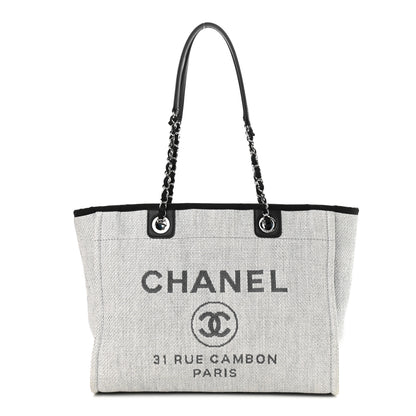 Chanel Woven Straw Raffia Small Deauville Tote Grey 1 of 9