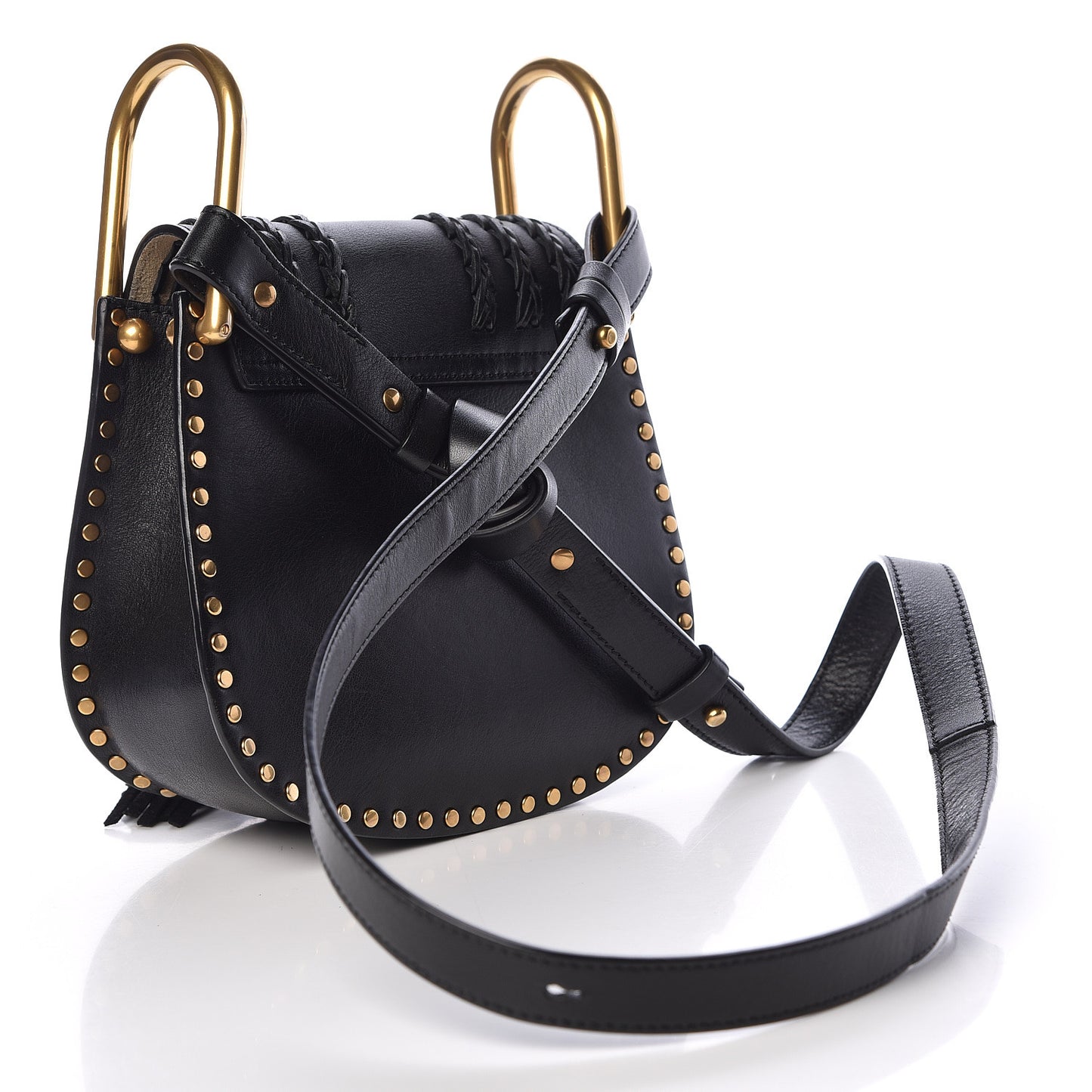 Calfskin Braided Mini Hudson Shoulder Bag Black